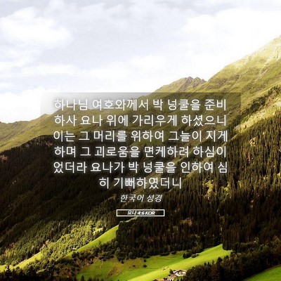 Picture 05 - 요나 4:6 KOR - 하나님 여호와께서 박 넝쿨을 - Bible Verse Picture