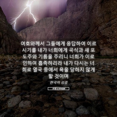 Picture 05 - 요엘 2:19 KOR - 여호와께서 그들에게 응답하여 - Bible Verse Picture