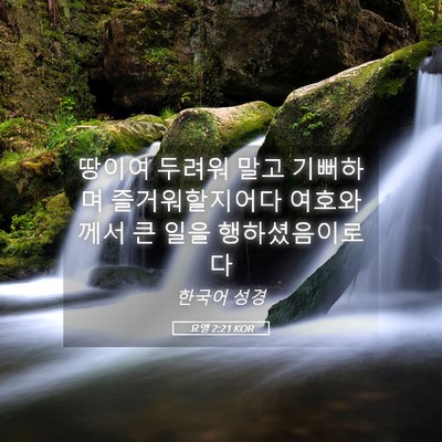 Picture 05 - 요엘 2:21 KOR - 땅이여 두려워 말고 기뻐하며 - Bible Verse Picture