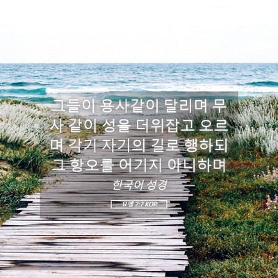 Picture 05 - 요엘 2:7 KOR - 그들이 용사같이 달리며 무사 같이 - Bible Verse Picture