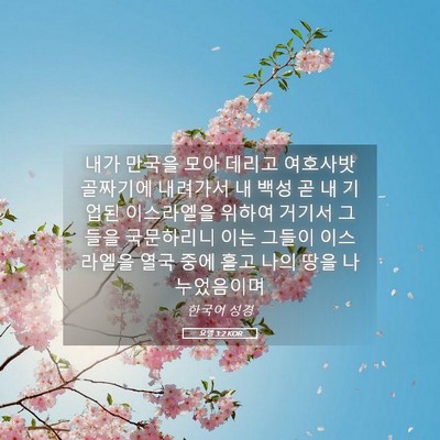 Picture 05 - 요엘 3:2 KOR - 내가 만국을 모아 데리고 여호사밧 - Bible Verse Picture