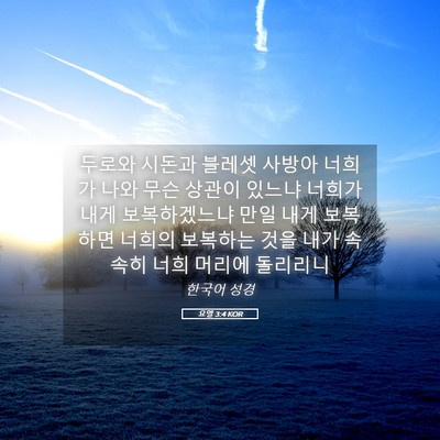 Picture 05 - 요엘 3:4 KOR - 두로와 시돈과 블레셋 사방아 너희가 - Bible Verse Picture
