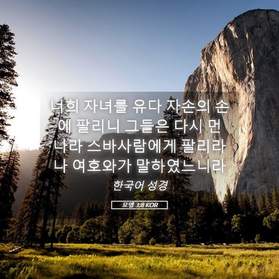 Picture 05 - 요엘 3:8 KOR - 너희 자녀를 유다 자손의 손에 - Bible Verse Picture