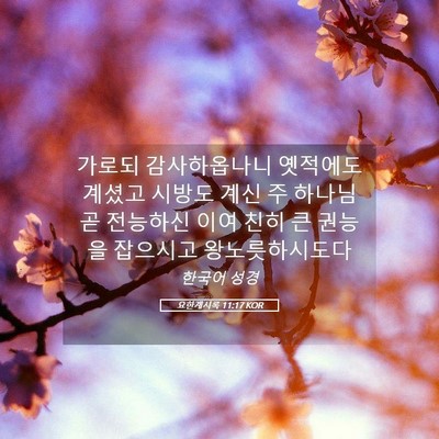 Picture 05 - 요한계시록 11:17 KOR - 가로되 감사하옵나니 옛적에도 - Bible Verse Picture