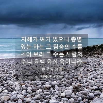 Picture 05 - 요한계시록 13:18 KOR - 지혜가 여기 있으니 총명 있는 자는 - Bible Verse Picture