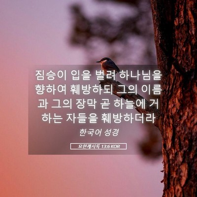 Picture 05 - 요한계시록 13:6 KOR - 짐승이 입을 벌려 하나님을 향하여 - Bible Verse Picture