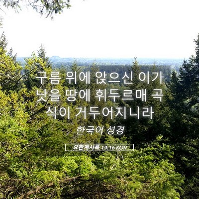 Picture 05 - 요한계시록 14:16 KOR - 구름 위에 앉으신 이가 낫을 땅에 - Bible Verse Picture
