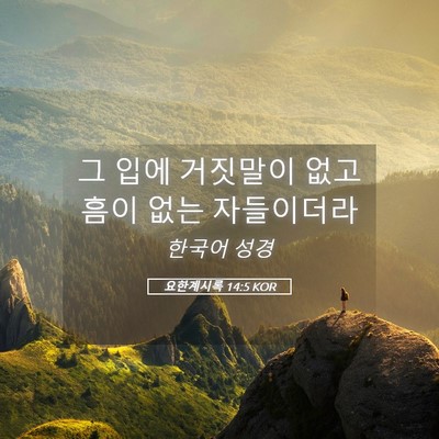 Picture 05 - 요한계시록 14:5 KOR - 그 입에 거짓말이 없고 흠이 없는 - Bible Verse Picture