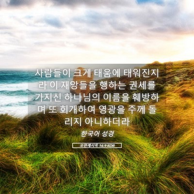 Picture 05 - 요한계시록 16:9 KOR - 사람들이 크게 태움에 태워진지라 이 - Bible Verse Picture