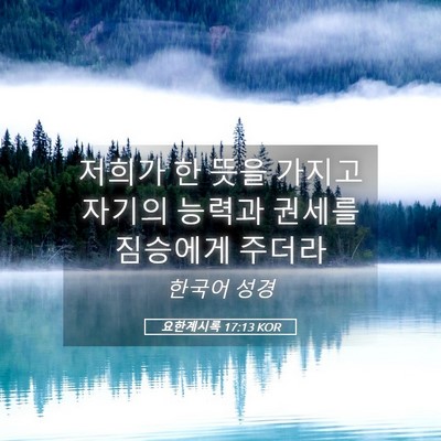 Picture 05 - 요한계시록 17:13 KOR - 저희가 한 뜻을 가지고 자기의 - Bible Verse Picture
