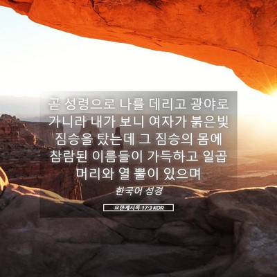 Picture 05 - 요한계시록 17:3 KOR - 곧 성령으로 나를 데리고 광야로 - Bible Verse Picture