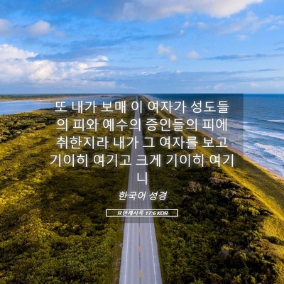 Picture 05 - 요한계시록 17:6 KOR - 또 내가 보매 이 여자가 성도들의 - Bible Verse Picture