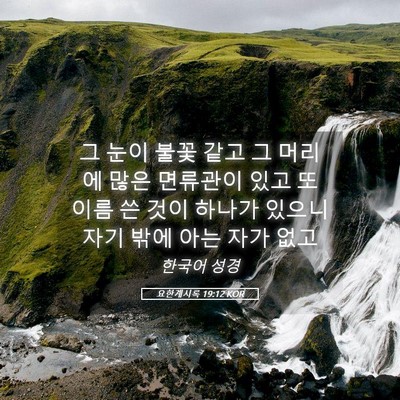 Picture 05 - 요한계시록 19:12 KOR - 그 눈이 불꽃 같고 그 머리에 많은 - Bible Verse Picture