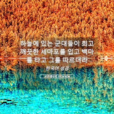 Picture 05 - 요한계시록 19:14 KOR - 하늘에 있는 군대들이 희고 깨끗한 - Bible Verse Picture