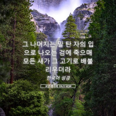 Picture 05 - 요한계시록 19:21 KOR - 그 나머지는 말 탄 자의 입으로 - Bible Verse Picture