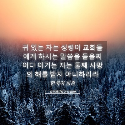 Picture 05 - 요한계시록 2:11 KOR - 귀 있는 자는 성령이 교회들에게 - Bible Verse Picture