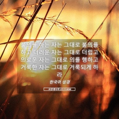 Picture 05 - 요한계시록 22:11 KOR - 불의를 하는 자는 그대로 불의를 - Bible Verse Picture