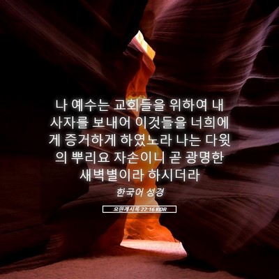 Picture 05 - 요한계시록 22:16 KOR - 나 예수는 교회들을 위하여 내 - Bible Verse Picture