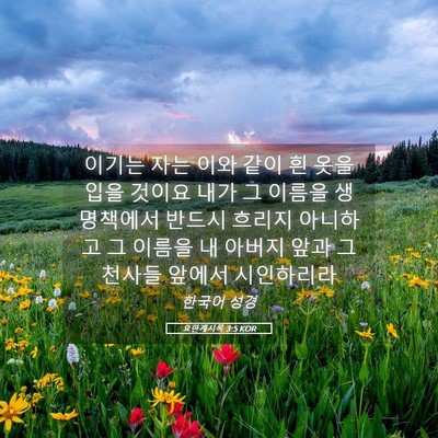 Picture 05 - 요한계시록 3:5 KOR - 이기는 자는 이와 같이 흰 옷을 입을 - Bible Verse Picture