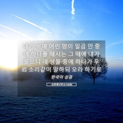 Picture 05 - 요한계시록 6:1 KOR - 내가 보매 어린 양이 일곱 인 중에 - Bible Verse Picture