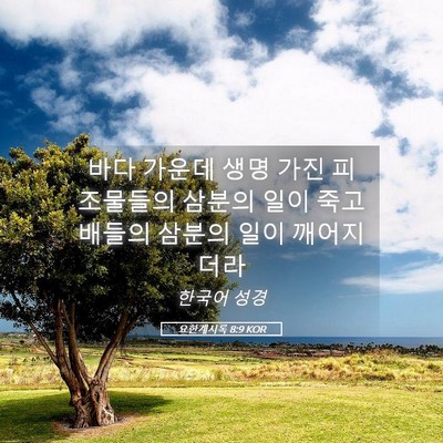 Picture 05 - 요한계시록 8:9 KOR - 바다 가운데 생명 가진 피조물들의 - Bible Verse Picture