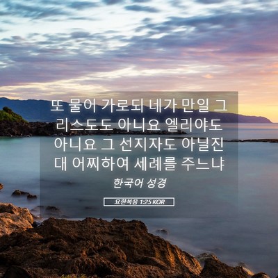 Picture 05 - 요한복음 1:25 KOR - 또 물어 가로되 네가 만일 - Bible Verse Picture