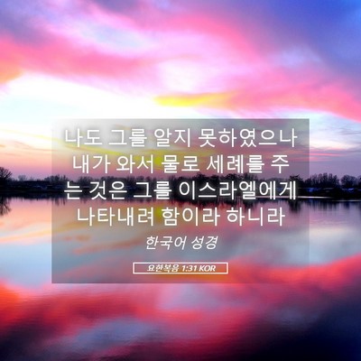 Picture 05 - 요한복음 1:31 KOR - 나도 그를 알지 못하였으나 내가 - Bible Verse Picture