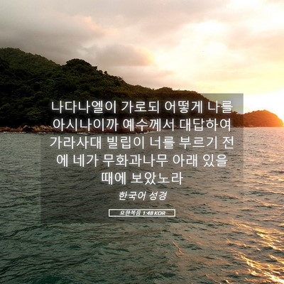 Picture 05 - 요한복음 1:48 KOR - 나다나엘이 가로되 어떻게 나를 - Bible Verse Picture