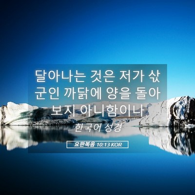 Picture 05 - 요한복음 10:13 KOR - 달아나는 것은 저가 삯군인 까닭에 - Bible Verse Picture