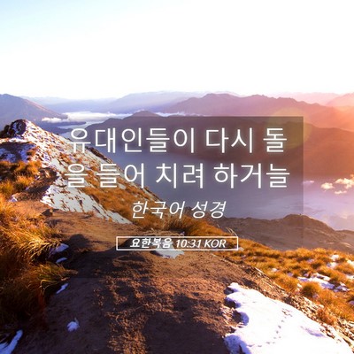 Picture 05 - 요한복음 10:31 KOR - 유대인들이 다시 돌을 들어 치려 - Bible Verse Picture