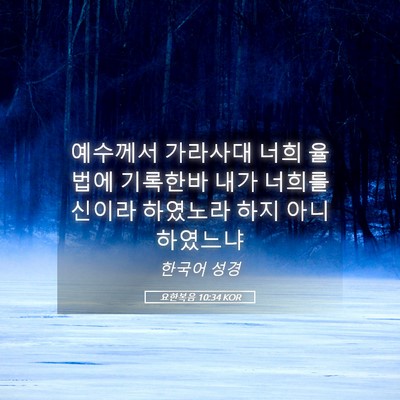 Picture 05 - 요한복음 10:34 KOR - 예수께서 가라사대 너희 율법에 - Bible Verse Picture