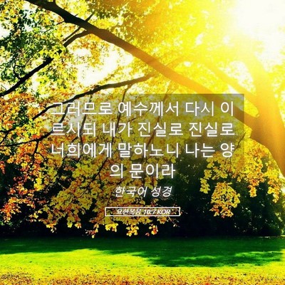 Picture 05 - 요한복음 10:7 KOR - 그러므로 예수께서 다시 이르시되 - Bible Verse Picture