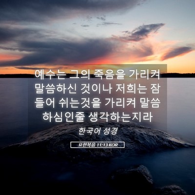 Picture 05 - 요한복음 11:13 KOR - 예수는 그의 죽음을 가리켜 말씀하신 - Bible Verse Picture