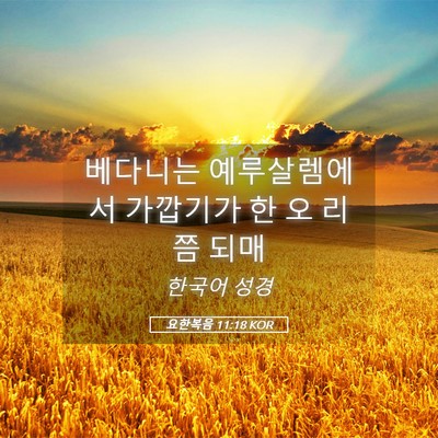 Picture 05 - 요한복음 11:18 KOR - 베다니는 예루살렘에서 가깝기가 한 - Bible Verse Picture