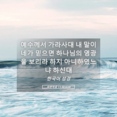 Picture 05 - 요한복음 11:40 KOR - 예수께서 가라사대 내 말이 네가 - Bible Verse Picture