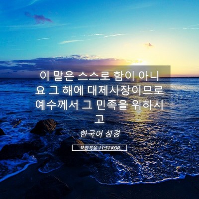Picture 05 - 요한복음 11:51 KOR - 이 말은 스스로 함이 아니요 그 해에 - Bible Verse Picture