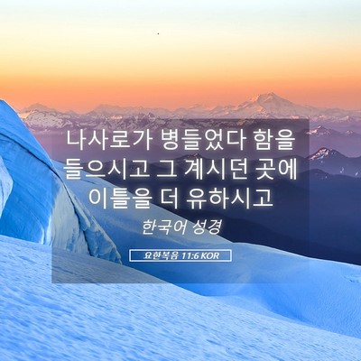 Picture 05 - 요한복음 11:6 KOR - 나사로가 병들었다 함을 들으시고 그 - Bible Verse Picture
