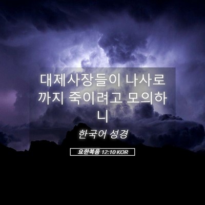 Picture 05 - 요한복음 12:10 KOR - 대제사장들이 나사로까지 죽이려고 - Bible Verse Picture