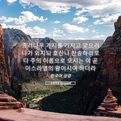 Picture 05 - 요한복음 12:13 KOR - 종려나무 가지를 가지고 맞으러 나가 - Bible Verse Picture