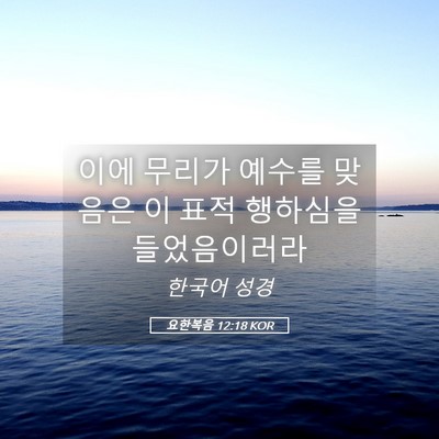 Picture 05 - 요한복음 12:18 KOR - 이에 무리가 예수를 맞음은 이 표적 - Bible Verse Picture