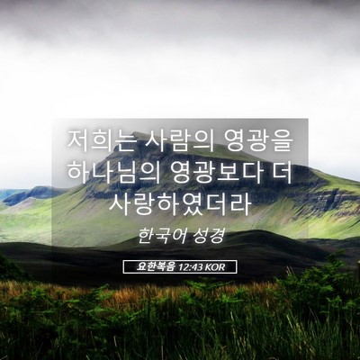 Picture 05 - 요한복음 12:43 KOR - 저희는 사람의 영광을 하나님의 - Bible Verse Picture
