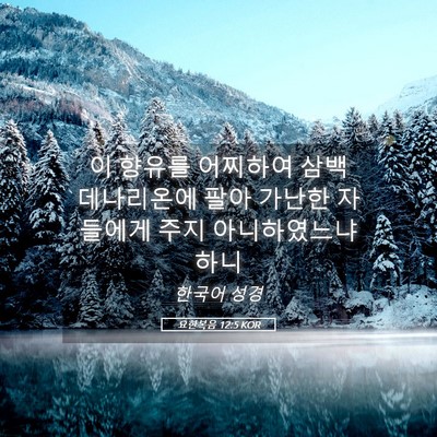 Picture 05 - 요한복음 12:5 KOR - 이 향유를 어찌하여 삼백 데나리온에 - Bible Verse Picture