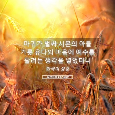 Picture 05 - 요한복음 13:2 KOR - 마귀가 벌써 시몬의 아들 가룟 - Bible Verse Picture