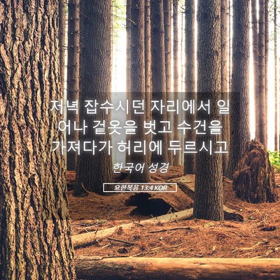 Picture 05 - 요한복음 13:4 KOR - 저녁 잡수시던 자리에서 일어나 - Bible Verse Picture
