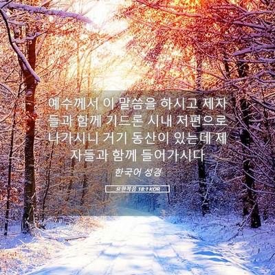 Picture 05 - 요한복음 18:1 KOR - 예수께서 이 말씀을 하시고 제자들과 - Bible Verse Picture