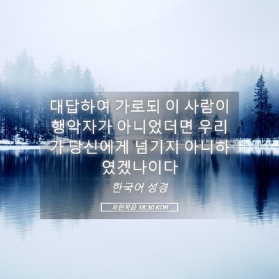 Picture 05 - 요한복음 18:30 KOR - 대답하여 가로되 이 사람이 행악자가 - Bible Verse Picture