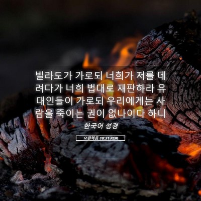 Picture 05 - 요한복음 18:31 KOR - 빌라도가 가로되 너희가 저를 - Bible Verse Picture
