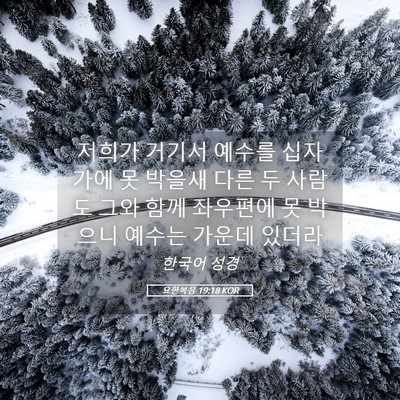 Picture 05 - 요한복음 19:18 KOR - 저희가 거기서 예수를 십자가에 못 - Bible Verse Picture