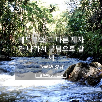 Picture 05 - 요한복음 20:3 KOR - 베드로와 그 다른 제자가 나가서 - Bible Verse Picture