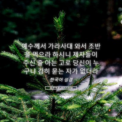 Picture 05 - 요한복음 21:12 KOR - 예수께서 가라사대 와서 조반을 - Bible Verse Picture